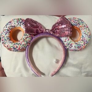 Pink Sequin Disney Ears  Headband with Donut Ears